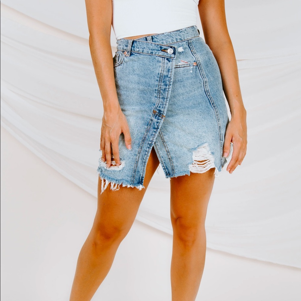 Free People | Wrap Denim Skirt | NWT - Picture 2 of 7